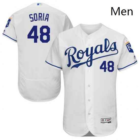 Mens Majestic Kansas City Royals 48 Joakim Soria White Flexbase Authentic Collection MLB Jersey
